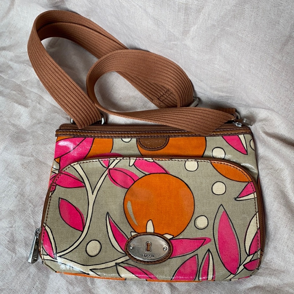 Fossil Key Per Top Zip Cross Body Purse